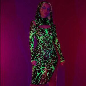 Distant Solace Mesh Hooded Dress